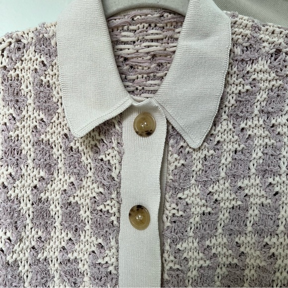 NWT Anine Bing Tommy Cardigan Sweater in Lavender and Cream - Picture 2 of 10